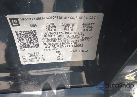 2020 GMC Terrain Fwd Sle из США, поврежденный, VIN 3GKALMEVXLL113991